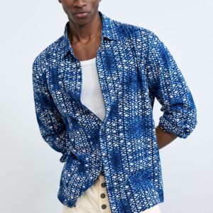 Overhemd met geometrische print - BLUE - XL