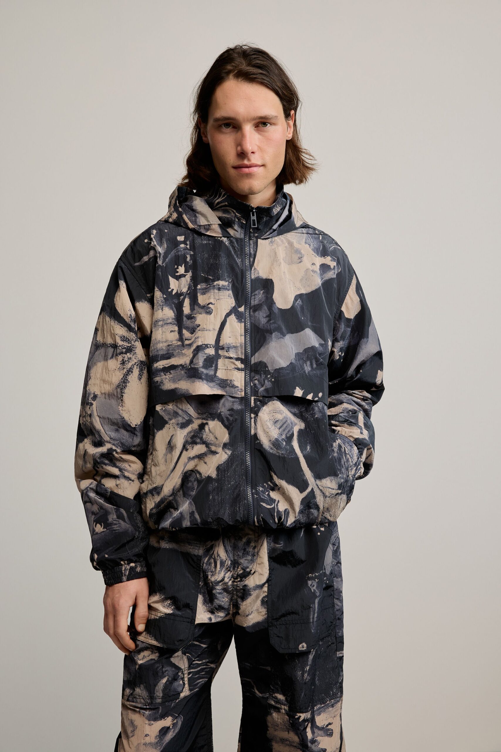 bedrukte jas gaugin - BLACK - M