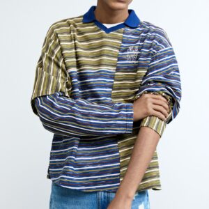 Gestreept gecombineerd T-shirt - BROWN - L