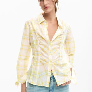 Geruite blouse - YELLOW - XL