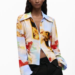 Vloeiende bloemenblouse - YELLOW - M