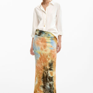 Lange rok met textuur - BROWN - XS