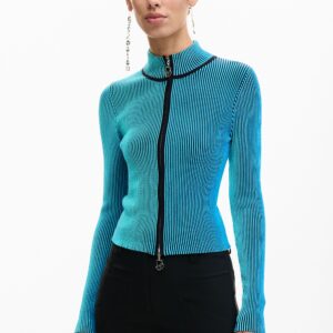 Cardigan met dubbele rits - BLUE - M
