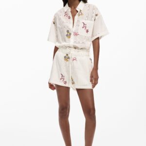 geborduurde short - WHITE - L