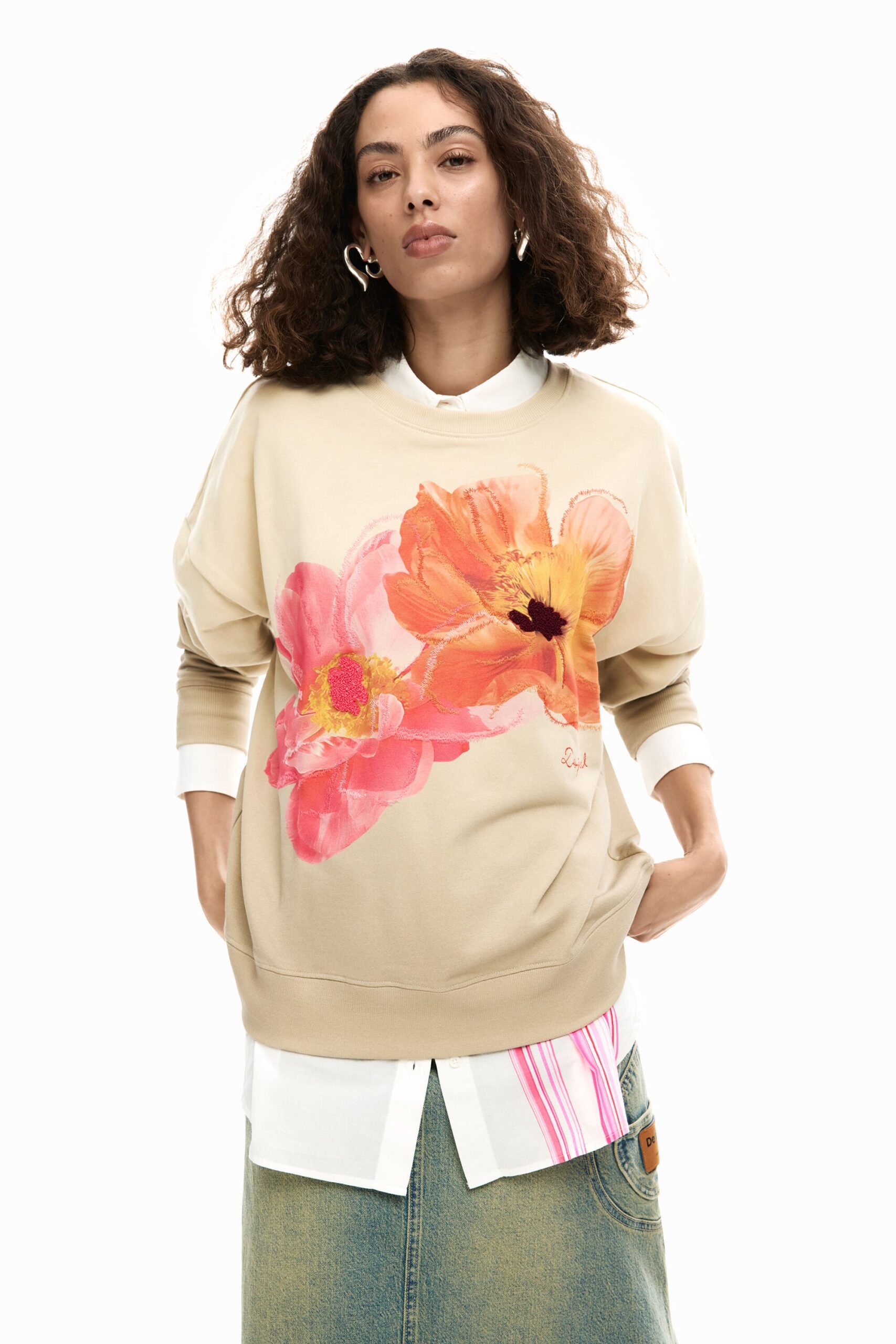 sweater met bloemenprint - RED - L