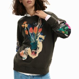 collagesweater met tekening - BLACK - L