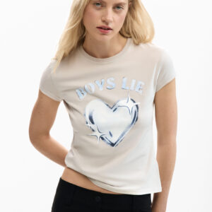Strak T-shirt hart - BLUE - XS