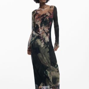 Abstracte midijurk - BLACK - S