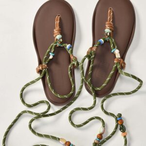 Flowze sandalen Flo/Twin with beads 541663022 brown military/green